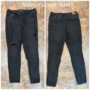 Maurices Charcoal Distressed Skinny Jeans